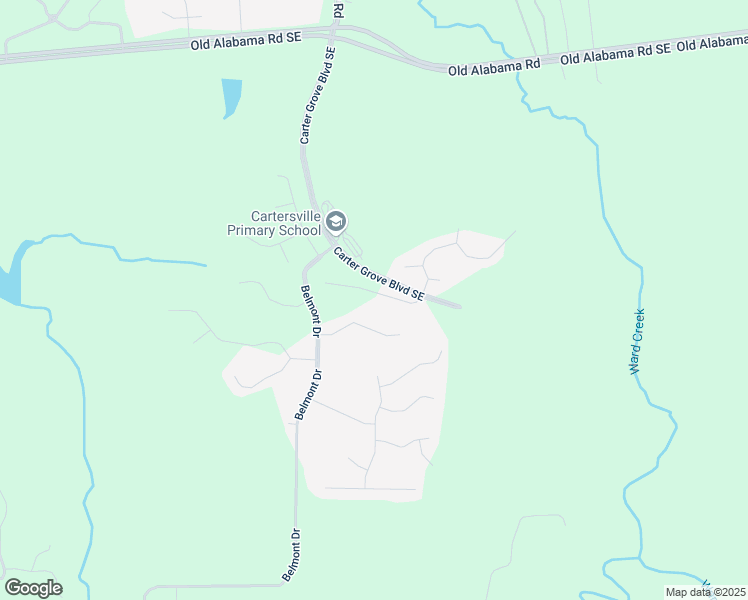 map of restaurants, bars, coffee shops, grocery stores, and more near 20 Lakewood Court in Cartersville