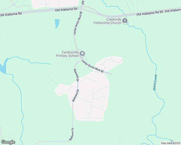 map of restaurants, bars, coffee shops, grocery stores, and more near 22 Lakewood Court in Cartersville
