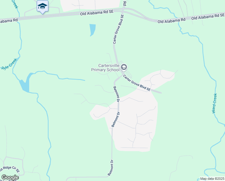map of restaurants, bars, coffee shops, grocery stores, and more near 5 Greywood Lane in Cartersville