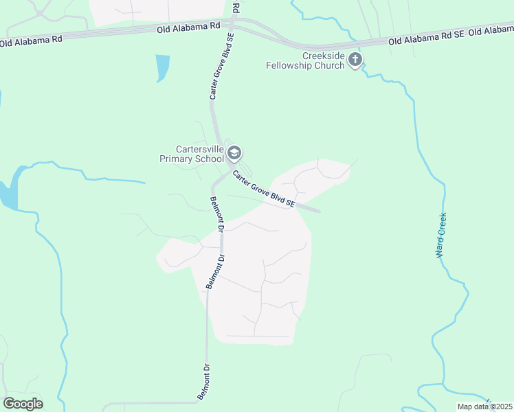 map of restaurants, bars, coffee shops, grocery stores, and more near 22 Lakewood Court in Cartersville