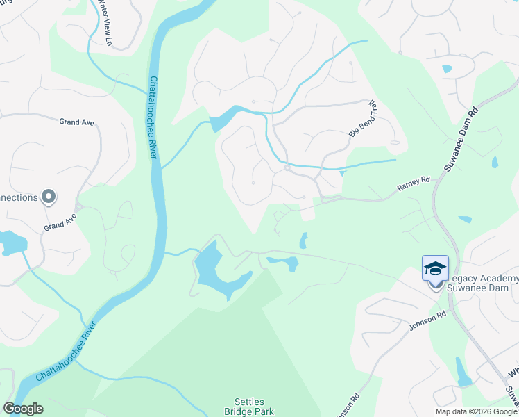 map of restaurants, bars, coffee shops, grocery stores, and more near 6329 Grand Loop Road in Sugar Hill