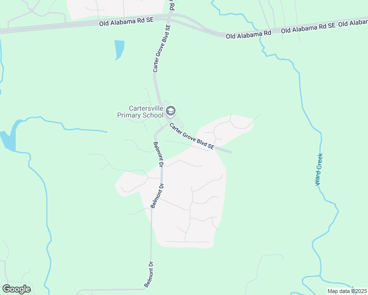 map of restaurants, bars, coffee shops, grocery stores, and more near 24 Lakewood Court in Cartersville