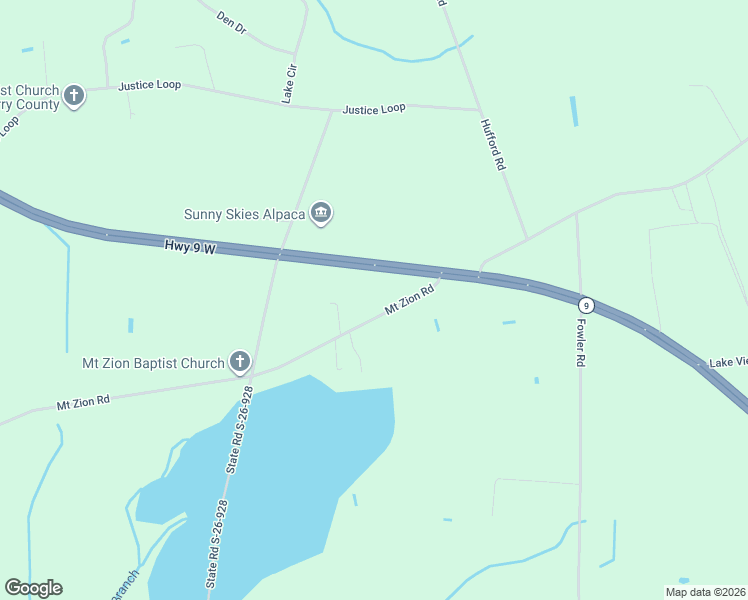 map of restaurants, bars, coffee shops, grocery stores, and more near 2400 Mount Zion Road in Loris