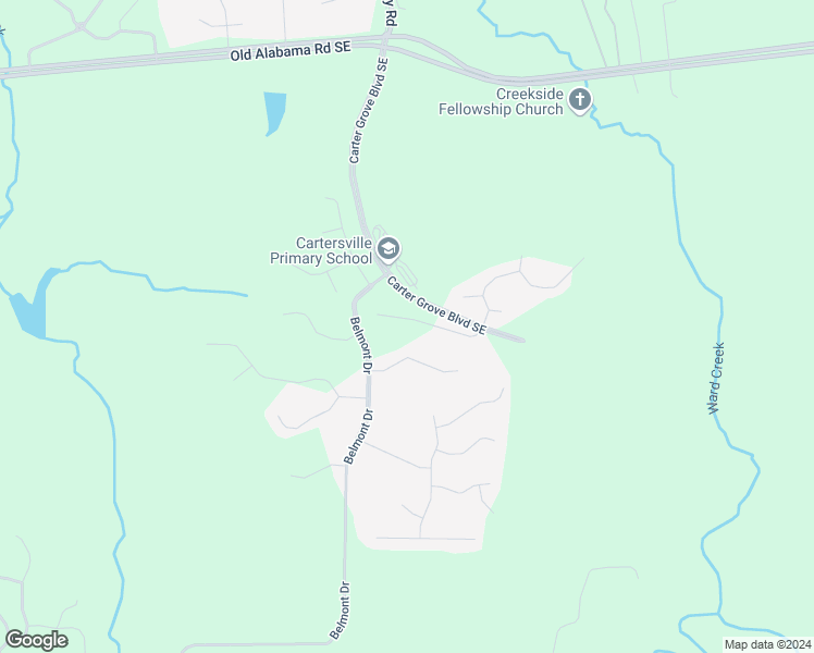 map of restaurants, bars, coffee shops, grocery stores, and more near 28 Lakewood Court in Cartersville