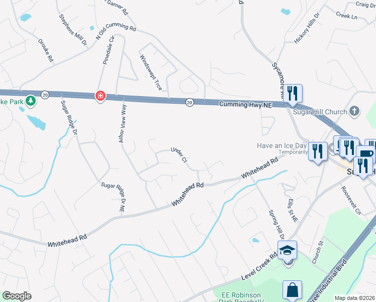 map of restaurants, bars, coffee shops, grocery stores, and more near 826 Hobbit Circle in Sugar Hill
