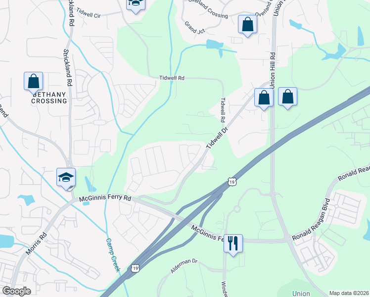 map of restaurants, bars, coffee shops, grocery stores, and more near 706 Wamock Drive in Alpharetta