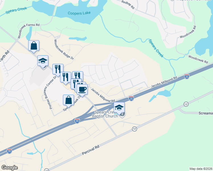 map of restaurants, bars, coffee shops, grocery stores, and more near 233 Liberty Ridge Drive in Elgin