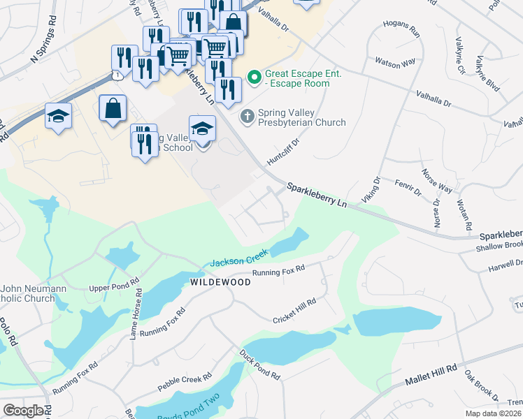 map of restaurants, bars, coffee shops, grocery stores, and more near 21 North Lake Pointe Drive in Columbia