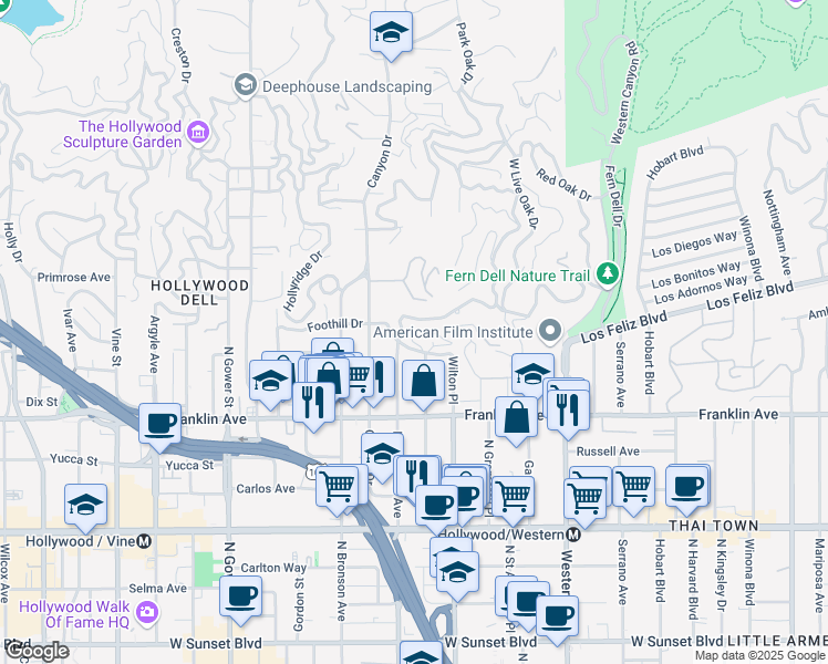 map of restaurants, bars, coffee shops, grocery stores, and more near 2028 Taft Avenue in Los Angeles