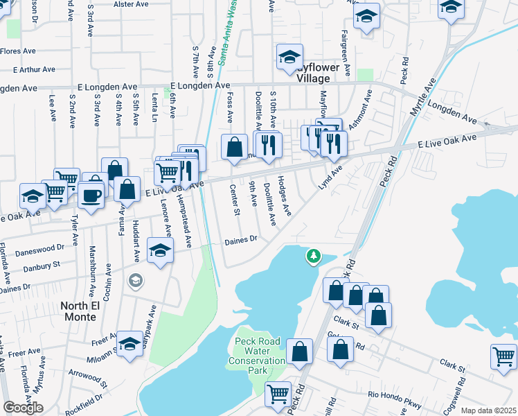 map of restaurants, bars, coffee shops, grocery stores, and more near 3060 9th Avenue in Arcadia