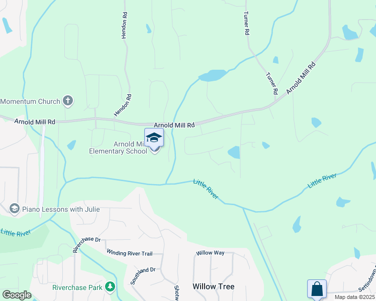 map of restaurants, bars, coffee shops, grocery stores, and more near 233 Millstone Parkway in Woodstock