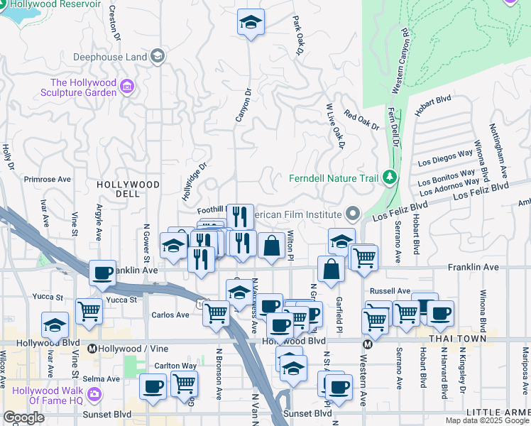 map of restaurants, bars, coffee shops, grocery stores, and more near 2028 Taft Avenue in Los Angeles