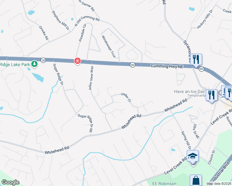 map of restaurants, bars, coffee shops, grocery stores, and more near 878 Under Court in Sugar Hill