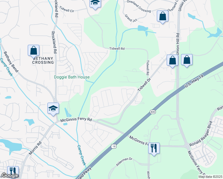map of restaurants, bars, coffee shops, grocery stores, and more near 964 Prestwyck Court in Alpharetta