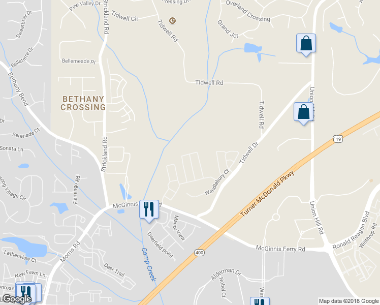 map of restaurants, bars, coffee shops, grocery stores, and more near 980 Prestwyck Court in Alpharetta