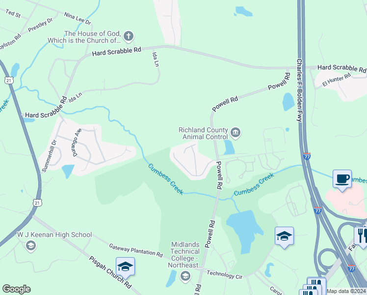 map of restaurants, bars, coffee shops, grocery stores, and more near 34 Sea Hawk Court in Columbia