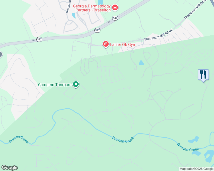 map of restaurants, bars, coffee shops, grocery stores, and more near 5421 Autumn Flame Drive Northeast in Braselton