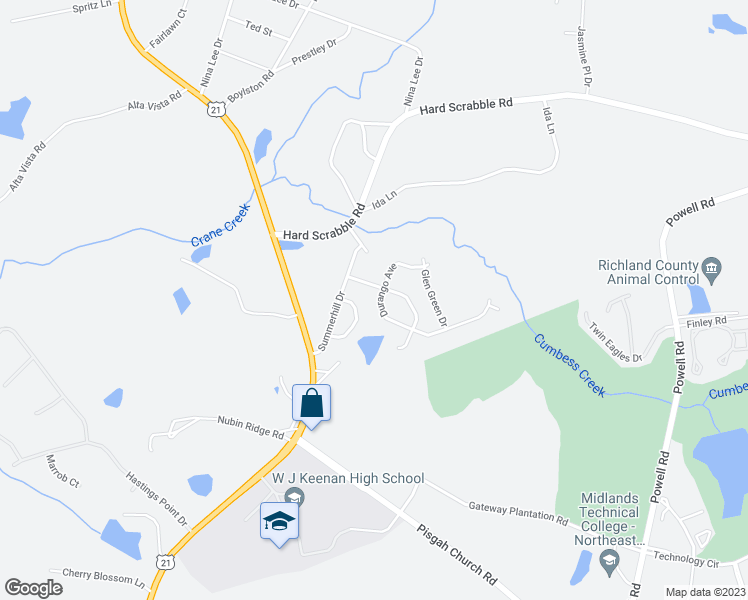 map of restaurants, bars, coffee shops, grocery stores, and more near 104 Durango Avenue in Columbia