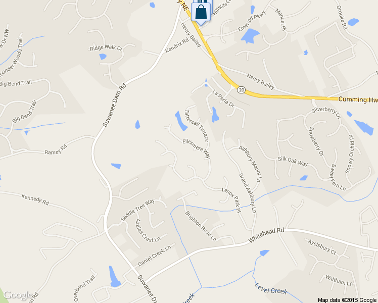 map of restaurants, bars, coffee shops, grocery stores, and more near 282 Ellesmere Court in Buford