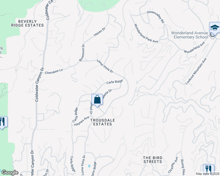 map of restaurants, bars, coffee shops, grocery stores, and more near 560 Chalette Drive in Beverly Hills