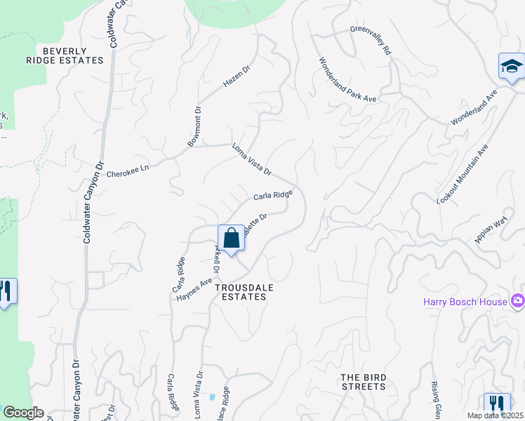 map of restaurants, bars, coffee shops, grocery stores, and more near 560 Chalette Drive in Beverly Hills