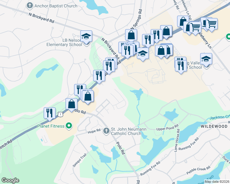 map of restaurants, bars, coffee shops, grocery stores, and more near 229 Deer Hound Trail in Columbia