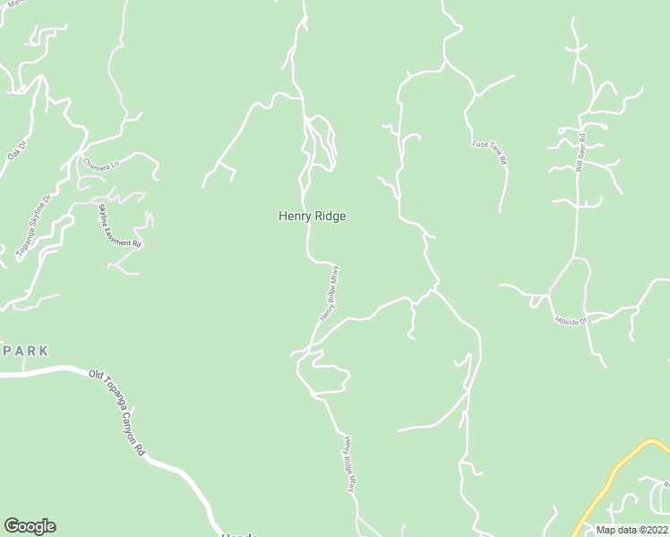 map of restaurants, bars, coffee shops, grocery stores, and more near Henry Ridge Mountain Way in Topanga