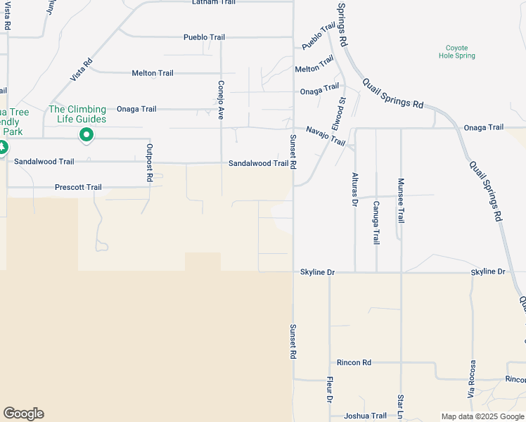 map of restaurants, bars, coffee shops, grocery stores, and more near 7909 Hillview Road in Joshua Tree