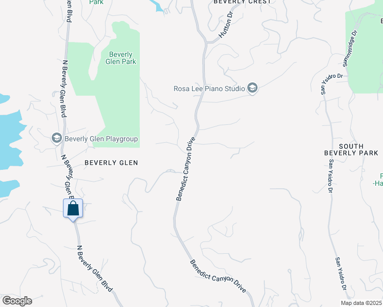 map of restaurants, bars, coffee shops, grocery stores, and more near 2044 Benedict Canyon Drive in Beverly Hills