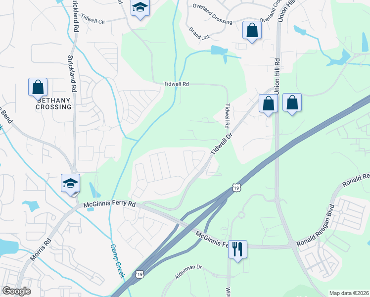 map of restaurants, bars, coffee shops, grocery stores, and more near 710 Wamock Drive in Alpharetta