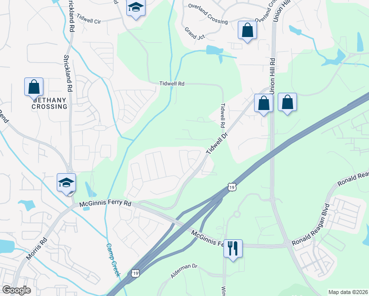 map of restaurants, bars, coffee shops, grocery stores, and more near 706 Wamock Drive in Alpharetta