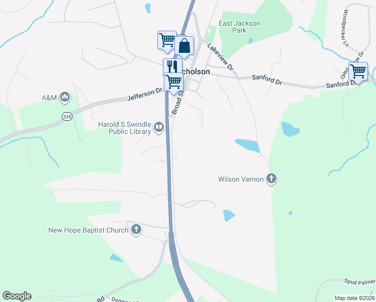 map of restaurants, bars, coffee shops, grocery stores, and more near 31 Daisy Lane in Nicholson