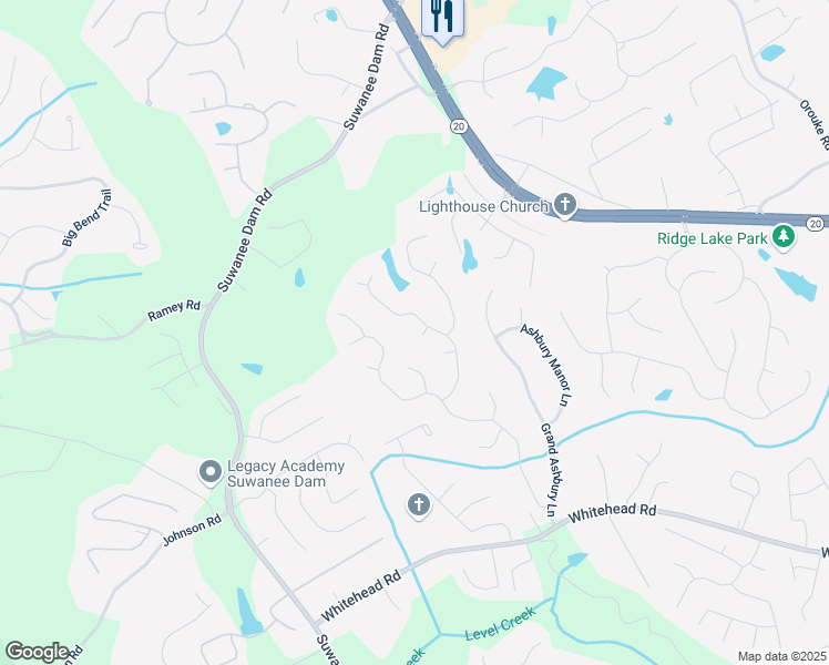 map of restaurants, bars, coffee shops, grocery stores, and more near 282 Ellesmere Court in Buford