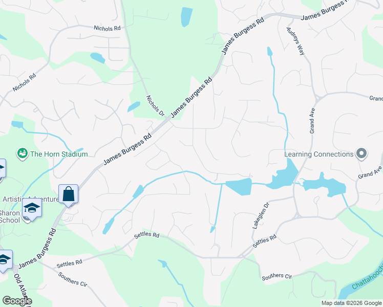 map of restaurants, bars, coffee shops, grocery stores, and more near 1510 Thunder Gulch Pass in Suwanee