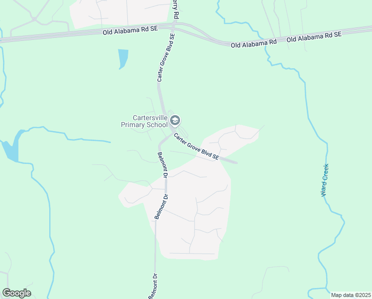 map of restaurants, bars, coffee shops, grocery stores, and more near 27 Lakewood Court in Cartersville