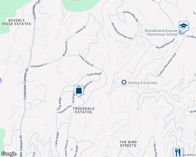 map of restaurants, bars, coffee shops, grocery stores, and more near 580 Chalette Drive in Beverly Hills