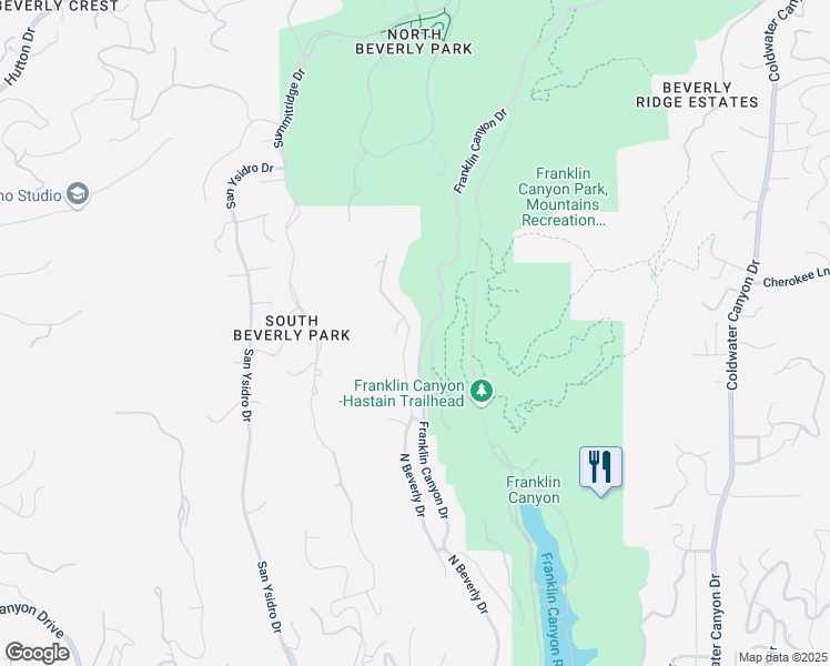 map of restaurants, bars, coffee shops, grocery stores, and more near 2048 North Beverly Drive in Beverly Hills