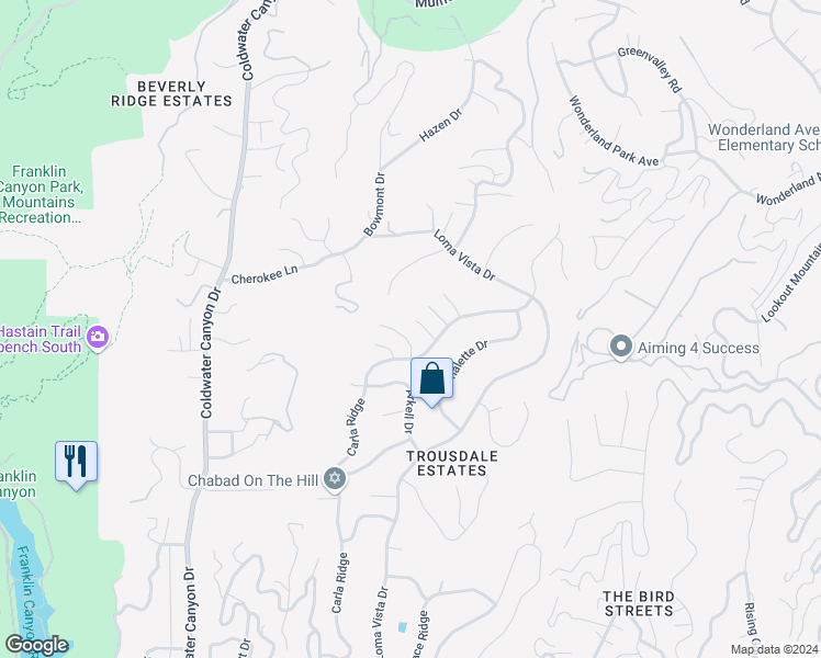 map of restaurants, bars, coffee shops, grocery stores, and more near 620 Cole Place in Beverly Hills