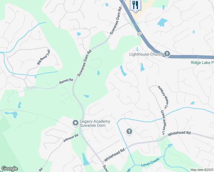 map of restaurants, bars, coffee shops, grocery stores, and more near 5668 Blanchard Place in Buford