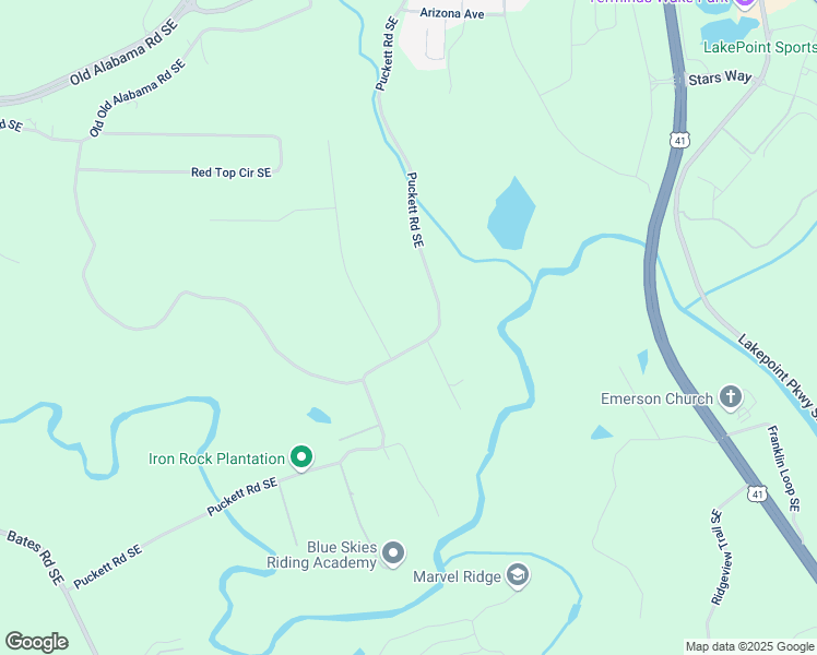 map of restaurants, bars, coffee shops, grocery stores, and more near 294 Puckett Road Southeast in Emerson