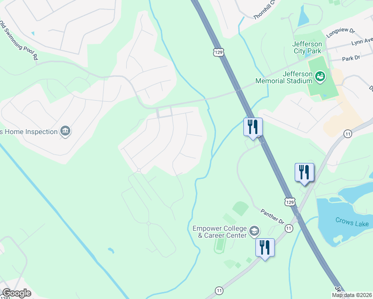 map of restaurants, bars, coffee shops, grocery stores, and more near 51 Heron Court in Jefferson