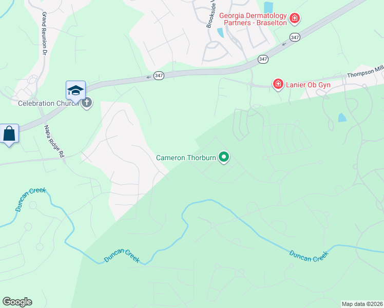 map of restaurants, bars, coffee shops, grocery stores, and more near 2324 Northern Oak Drive in Braselton