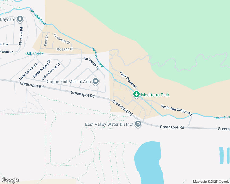 map of restaurants, bars, coffee shops, grocery stores, and more near 30933 Avenida Ramblas in Highland