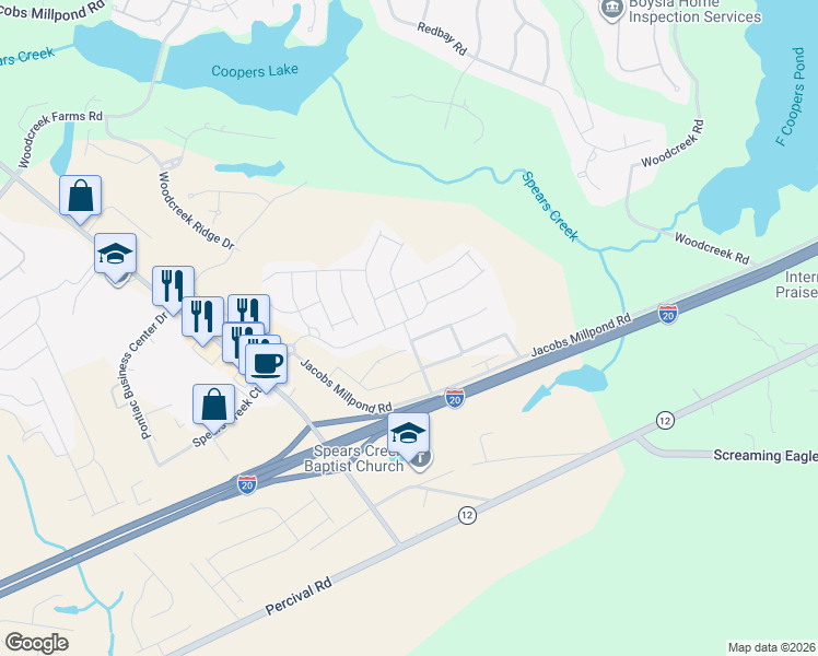 map of restaurants, bars, coffee shops, grocery stores, and more near 268 Liberty Ridge Drive in Elgin