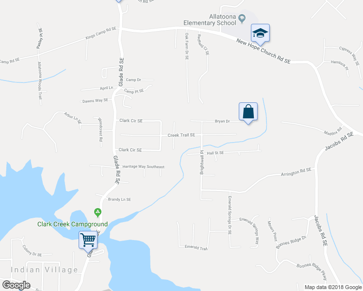 map of restaurants, bars, coffee shops, grocery stores, and more near 6308 Patricia Drive Southeast in Acworth