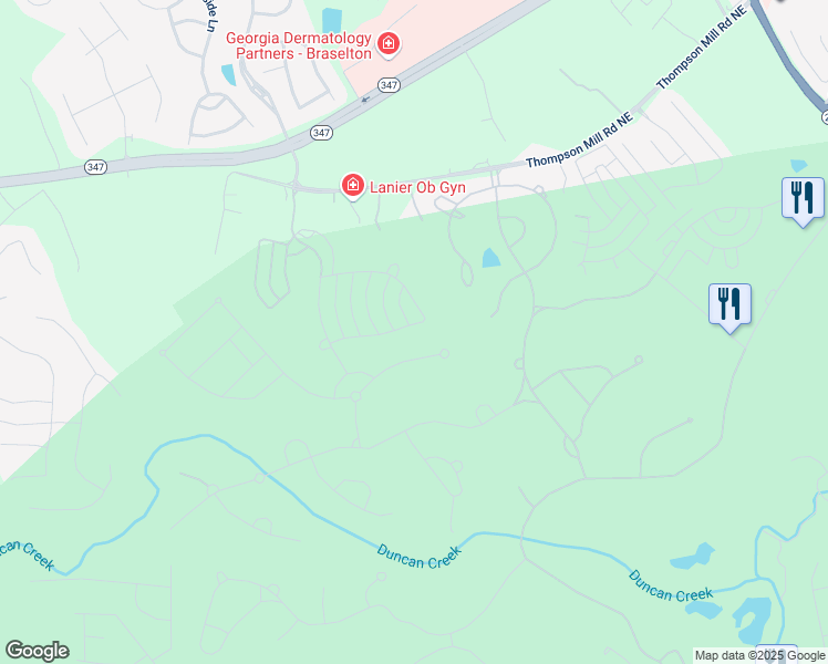 map of restaurants, bars, coffee shops, grocery stores, and more near 5521 Autumn Flame Drive Northeast in Braselton