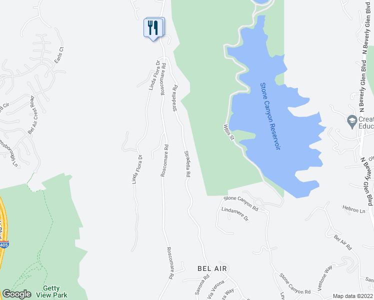 map of restaurants, bars, coffee shops, grocery stores, and more near 2078 Stradella Road in Los Angeles