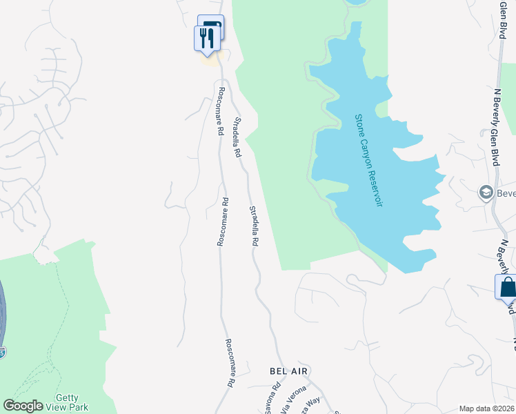 map of restaurants, bars, coffee shops, grocery stores, and more near 2070 Stradella Road in Los Angeles