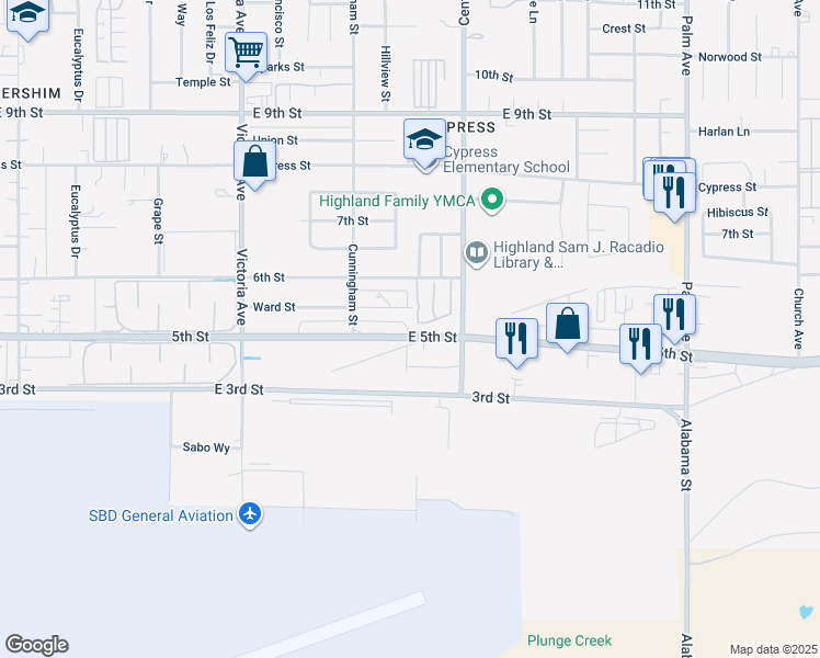 map of restaurants, bars, coffee shops, grocery stores, and more near 26833 Mossway Street in Highland