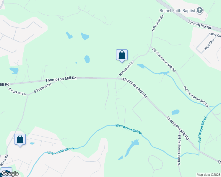 map of restaurants, bars, coffee shops, grocery stores, and more near 3571 Creeklake Court Northeast in Buford